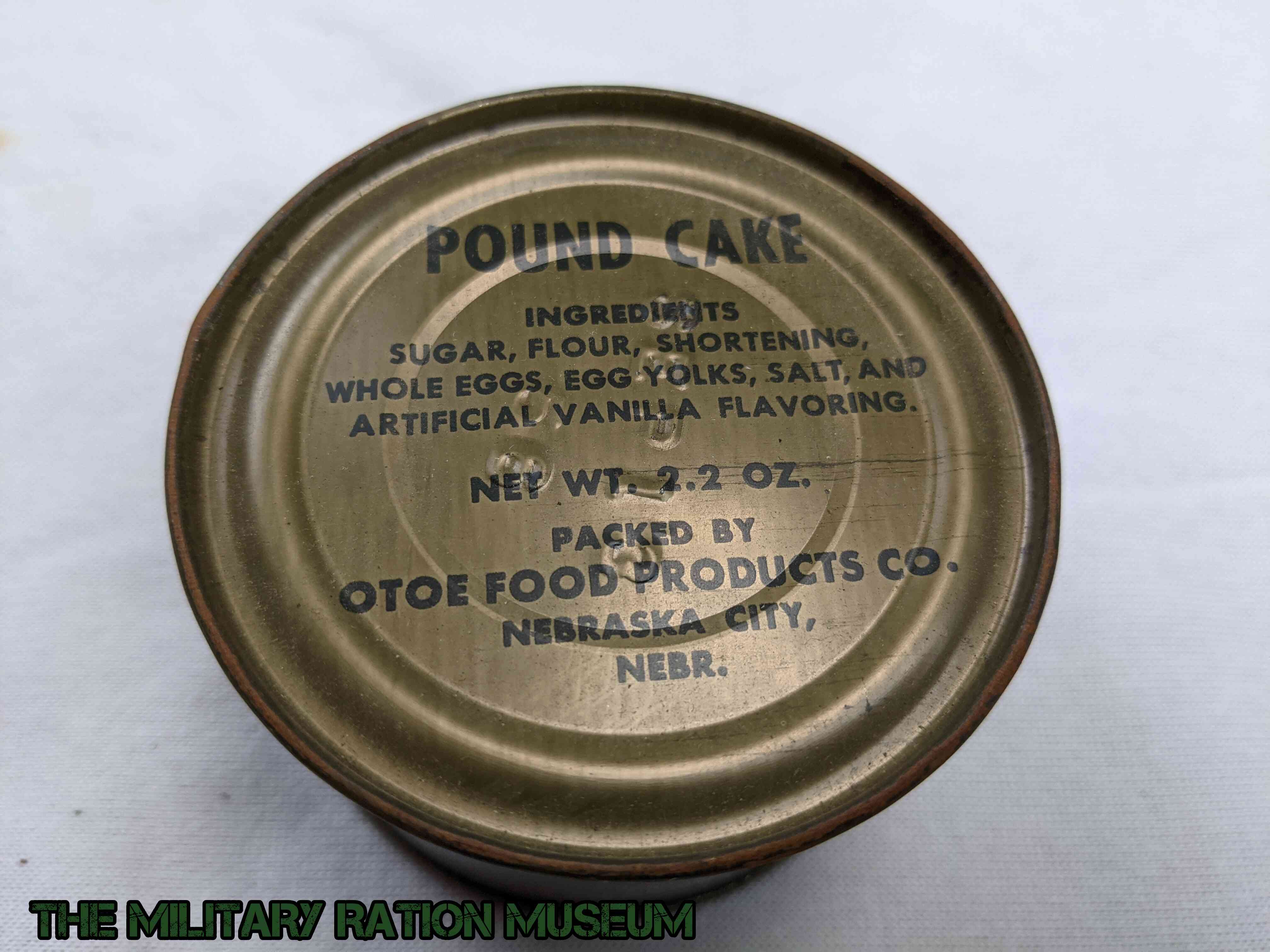 Can Pound Cake (Otoe Foods Products) The Military Ration Museum Archives