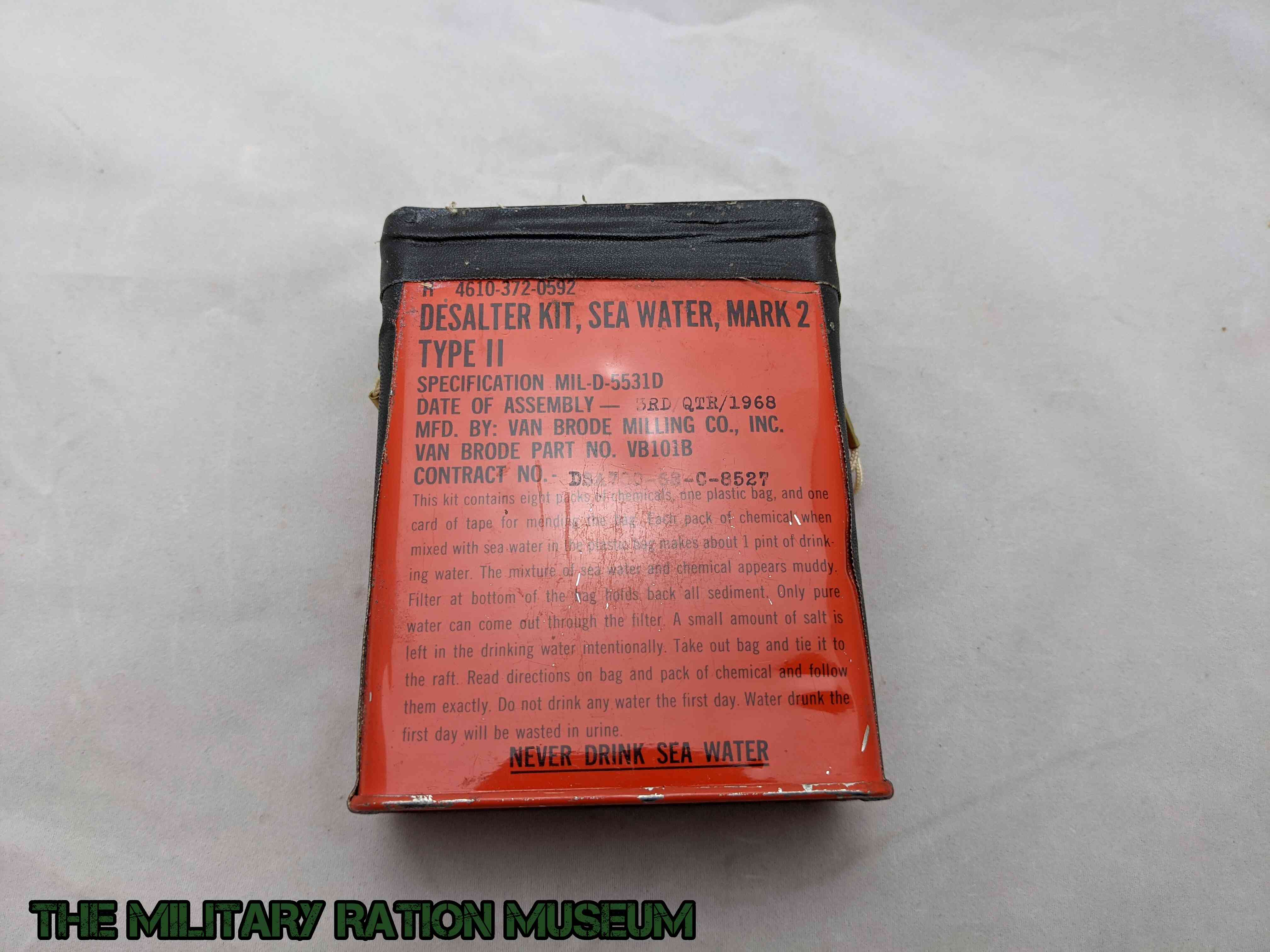 Life Raft Kit Seawater Desalter Type II | The Military Ration Museum ...