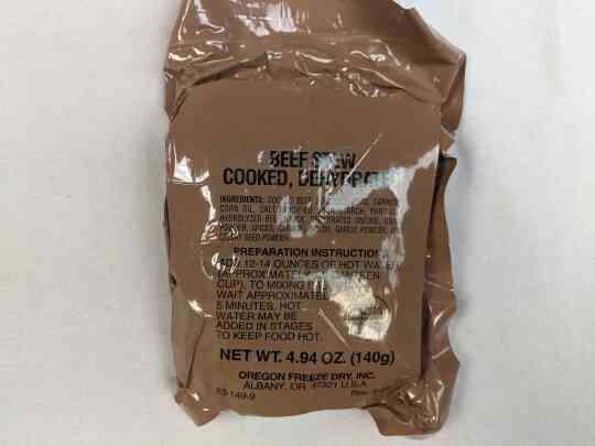 item thumbnail for Food Packet, Long Range Patrol Freeze Dried Beef Stew Meal