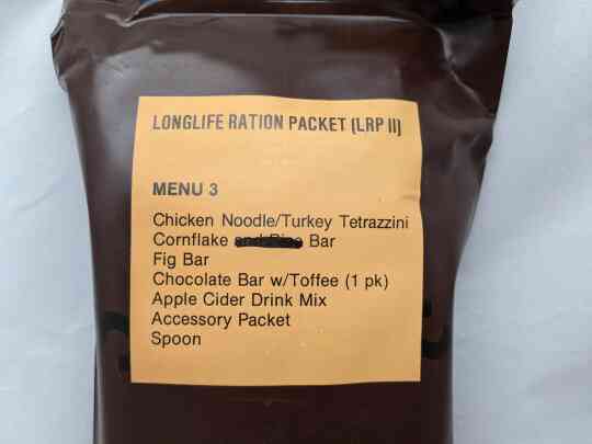 item thumbnail for Longlife Ration Packet (LLRP) - Menu 3 - Chicken Noodle/Turkey Tetrazzini