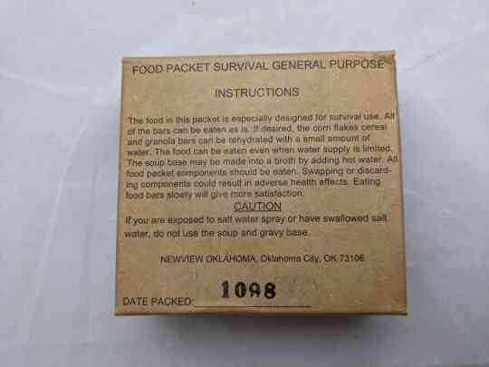 item thumbnail for Food Packet, Survival, General Purpose (FPSGP) - 2011