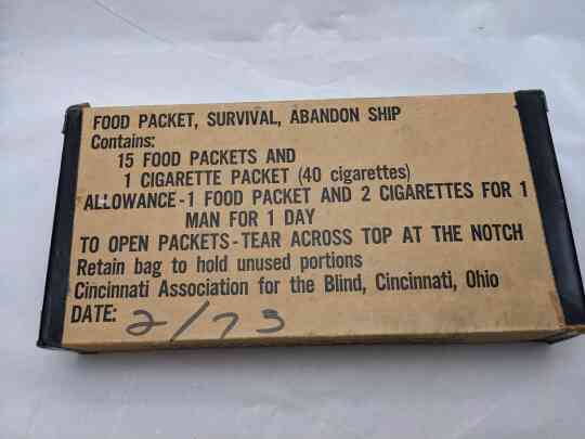 item thumbnail for Food Packet, Survival, Abandon Ship (w/Partial Contents)
