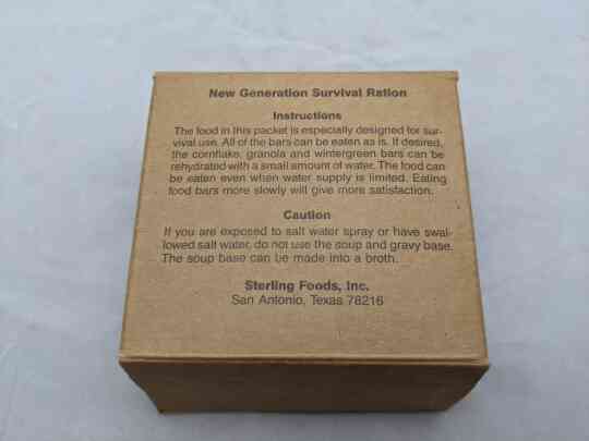 item thumbnail for New Generation Survival Ration (Empty)
