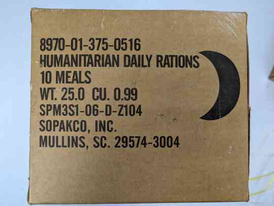 item thumbnail for Humanitarian Daily Ration, 12 Meals, - Empty