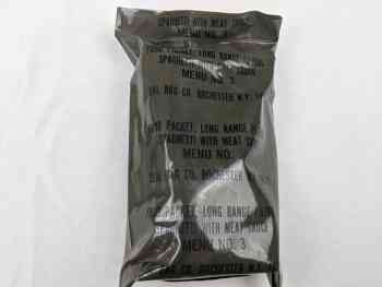 Green Bag Food Packet, Long Range Patrol Menu 3 - Spaghetti With Meat Sauce Green Bag Food Packet, Long Range Patrol Menu 3 - Spaghetti With Meat Sauce