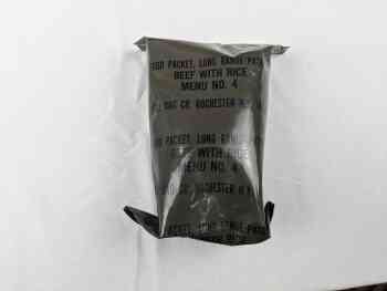 Green Bag Food Packet, Long Range Patrol Menu 4 - Beef With Rice Green Bag Food Packet, Long Range Patrol Menu 4 - Beef With Rice