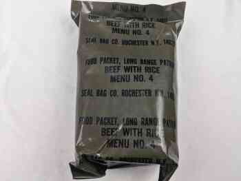 Green Bag Food Packet, Long Range Patrol Menu 4 - Beef With Rice Green Bag Food Packet, Long Range Patrol Menu 4 - Beef With Rice