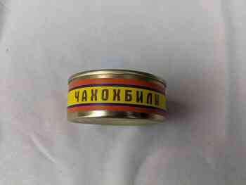 Russian ISS Era - Canned Item - ЧАХОХБИЛИ - Taco Meat (?) Russian ISS Era - Canned Item - ЧАХОХБИЛИ - Taco Meat (?)