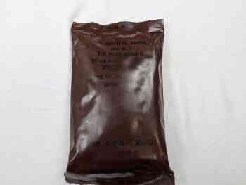 Brown Bag Meal, Ready to Eat - Menu 3 Beef Patties Dehydrated - Rubbed Label Brown Bag Meal, Ready to Eat - Menu 3 Beef Patties Dehydrated - Rubbed Label