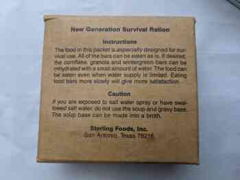 New Generation Survival Ration (~1991) New Generation Survival Ration (~1991)