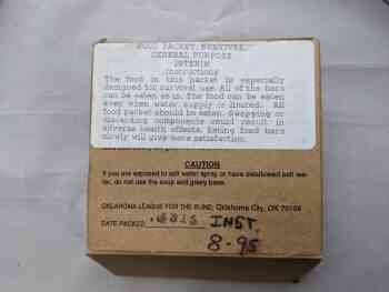 Food Packet, Survival, General Purpose, Interim - 1994 (Open) Food Packet, Survival, General Purpose, Interim - 1994 (Open)