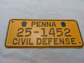 Civil Defense License Plate 25-1452 Trailer/Motorcycle Civil Defense License Plate 25-1452 Trailer/Motorcycle
