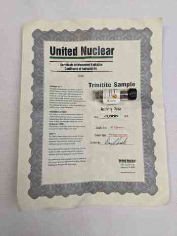 Trinitite 2 Dram Sample With Certificate Trinitite 2 Dram Sample With Certificate